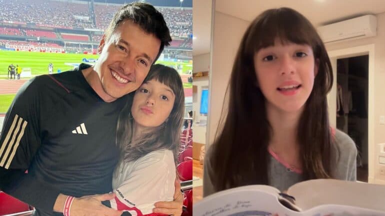 Nova-convertida, filha caçula de Rodrigo Faro indica playlist de louvores: ‘Renúncia’
