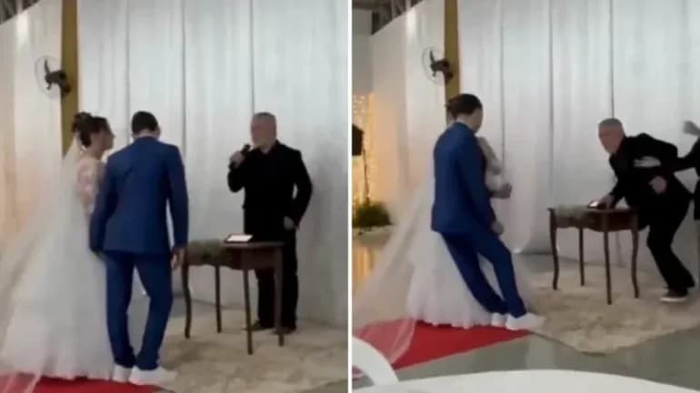Noivo desmaia e cai do altar durante cerimônia em SC